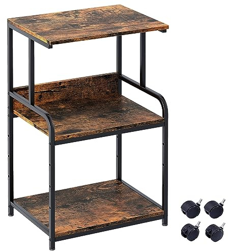 Garden 4 you Printer Stand Table with Storage,3d Printer Shelf,3-Tier Printer Organizer With Shelf and Wheels, Rolling Cart for Folders,Books,for Fax Machine, Scanner,Home Office,Desk,Rustic Brown