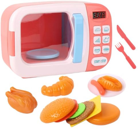 Horno Microondas de Juguete,Juguete Cocina Comida Seguro para Niños Pequeños con Luz y Sonido - Microondas con Temporizador Realista para Juego De rol para Niños, Niñas Y Bebé De Preescolar En Hogar,