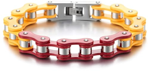 COOLSTEELANDBEYOND Manlig cykelkedja motorcykel rostfritt stål armband för män - motorcykelkedja, Longueur 20.8CM, Largeur 1.2CM, Rostfritt stål, Ingen ädelsten