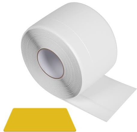 Pavimento PVC Adesivo,Battiscopa Adesivo 50mm x 20 mm x 6m Adatto per bagni, camere da letto, cucine, ecc. (Bianco)