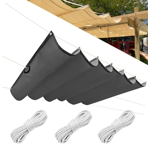 Sonnensegel einziehbares, HDPE Sonnenschutz Pergola Ersatz Schattenabdeckung, Sonnenschutz Wasserdicht Outdoor Pergola UV-beständig Markise, Verstellbar Sonnen-Segel, 0.9x2M, Dunkelgrau