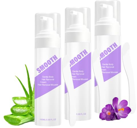 Cloud Sense HåRborttagningsmousse, Mild HåRborttagningsspray Med Spatel,Aloe Vera HåRborttagningsspray KäNslig Hud, Snabbverkande Med Aloe Vera, Skonsam Och Lugnande FöR Kropp, Ben, Ansikte (3 PCS)