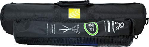 WALKSTOOL Comfort MIT GEPOLSTERTER Tasche Schwarz und Silber - 3-Beiniger Klapphocker aus Aluminium - SITZHÖHE 65 cm - Klapphocker Faltbar, Belastbar mit 200 Bis 250 kg - Dreibeinhocker Campinghocker