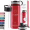 Trinkflasche Edelstahl ACTIVE FLASK + Strohhalm (3 Deckel) BPA-frei, Auslaufsicher, Kohlensäure geeignet - Wasserflasche Fahrrad Thermosflasche Isoliert Isolierflasche Sport Wasser Flasche Kinder Tee