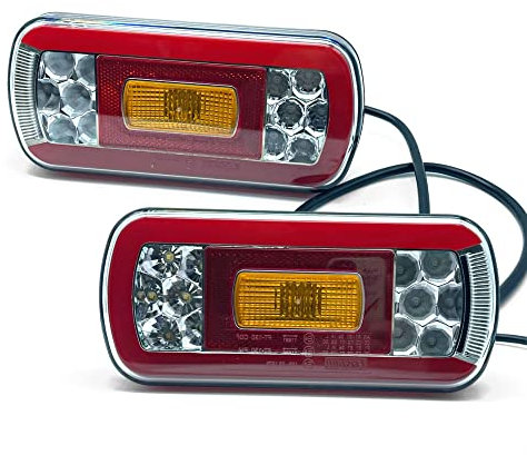 DOJA Barcelona | Rücklicht Anhänger Beleuchtung | Led Rückleuchten Rund 6 Funktionen | Positionslicht, STOP, LED-Anzeige, Kennzeichenleuchte, Nebelschlussleuchte/Rückfahrlicht | Rückstrahler