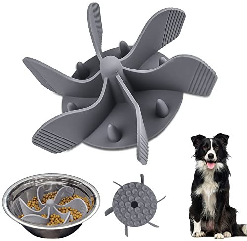 Slow Feeder Hundenapf Einfügung,Anti Schling Napf Hundenapf Anti-Choke Große Hundenäpfe Kieselgel Slow Feeder Bowl für Hunde Fressnäpfe für Hunde Zubehör,Entlastet die Verdauung,Überessen (grau)