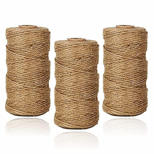 Naturlig jutesnöre tjockt snöre för hantverk trädgårdsskötsel idealisk för packning bagerilådor inslagning vintage stil gåvor praktiskt viktigt för konst och hantverk brun (paket med 3)