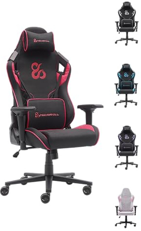 NEWSKILL Takamikura V2 Silla Gaming ergonómica con reposabrazos 4D, Respaldo 180°, Tela Transpirable y Base de Acero - Color Rojo