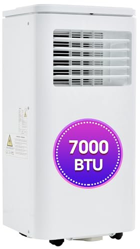 DRIXNO Mobiles Klimagerät 7000 BTU/h, 2KW. Luftentfeuchter, mit Abluftfunktion, Fernbedienung/APP-Steuerung/3 Betriebsarten/für Räume bis 80m³, 24 Stunden Timer