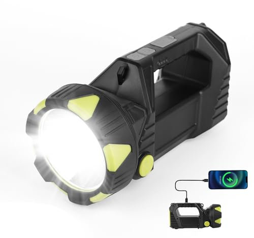 Ulsam Ultra-Bright LED Rechargeable Torch, 8 Modes Torches LED Super Bright, Emergency Power Bank Camping Work Light, Big Spotlight Flashlight Searchlight Torch Heavy Duty High Power Lantern