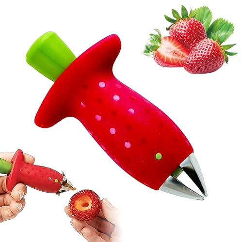 Strawberry Huller Tool, Gem Remover Fruit Corer Stainless Steel Strawberry Huller Magic Strawberry Huller Multi Function Fruit Corers Tool Tomato Stem Remover Effortlessly removes core, Leaf, and Hull