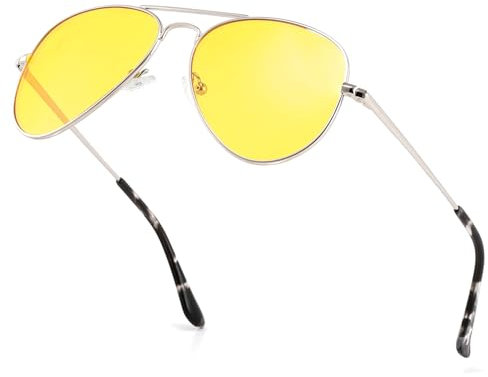 KUKU VISION Nachtsichtbrille für Autofahrer Herren/Damen,Nachtschutzbrille,Gelbe Polarisierte Linse,Schutzlinsen für das Fahren,Vorbeugung von Starkem Licht