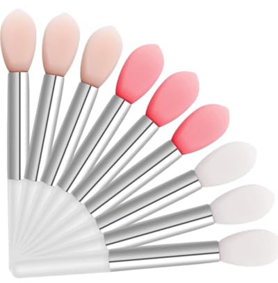 TPZORJX 9Pcs Pinceau À Lèvres En Silicone,Pinceaux Applicateurs À Lèvres Réutilisables Pour Rouge À Lèvres Fard À Paupières Et Masque À Lèvres Crème