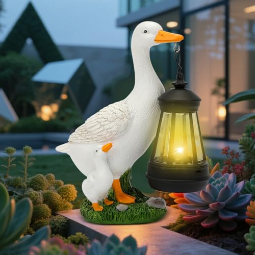 LYPPUL Figure decorative da giardino per esterni, lampada da giardino a LED con lanterna solare, divertente, impermeabile, decorazione da giardino, anatra da giardino, per esterni, cortile