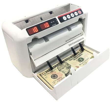 YMNOGJIE Banknote Counter,Money Bill Counter Machine Portable,Counts 900 Banknotes per Minute,Counterfeit Money Detector,Mixed Denomination Value Counter