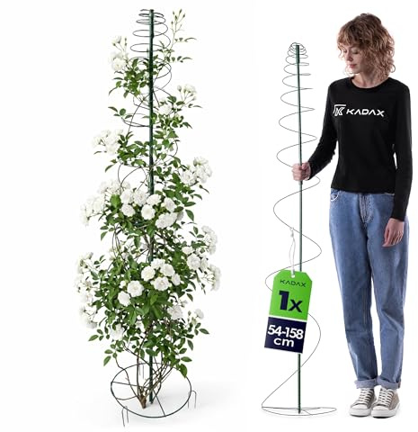 KADAX Pflanzenstütze 54–158 cm, höhenverstellbare Rankspirale aus Stahl, spiralförmiger Rankhilfe für Kletterpflanzen wie Clematis & Kletterrosen, Rankgitter