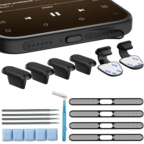 iPhone Lightning Dammskyddsproppar Kit och högtalare dammskydd och pasta di Pulizia för iPhone 14/SE/13/12-serien, rengöringsset med verktyg för rengöring av laddningsportar, högtalargaller