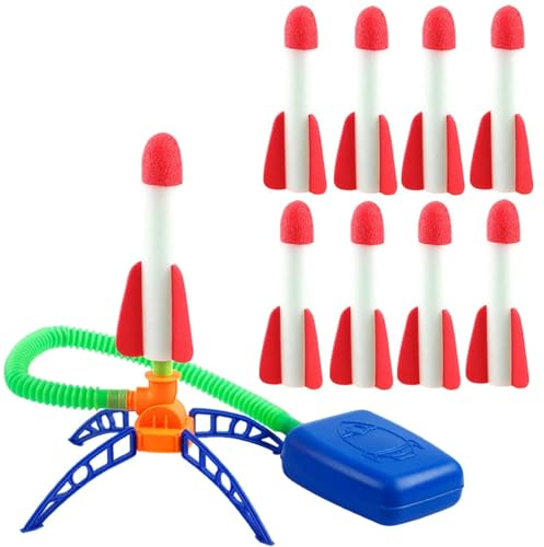 9 Pièces Fusée Enfant Jouet Exterieur Enfant Jouet Garcon Jeux Ans | Cadeau d'Extérieur avec 8 Roquettes et 1 Rampe Lancement pour Enfants Cadeau Anniversaire Enfants Invites Garçons et Filles