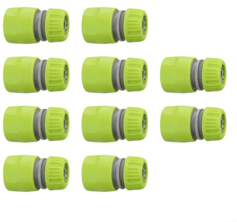 Rackumic Set di 10 connettori per tubi dell'acqua da giardino in plastica, design a 4 punti, dimensioni 1/2 pollici, colore verde, per cortile, prato, lavaggio auto, tubo di irrigazione, accessori di