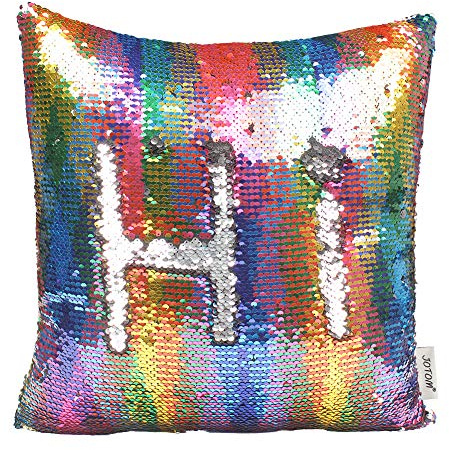 JOTOM Two-color Reversible Sequins Pillow Case Cushion Covers Magical Color Changing Pillow Cover for Home Car Sofa Decorative,40x40cm (Multicolor Sequins)