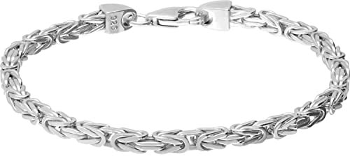 FILANGO Herren Armband Königsarmband mit Karabinerverschluss für Männer 925 Sterling Silber Silberfarben 3,2 mm Stärke 19 cm Länge