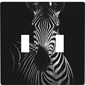 Zebra-Lichtschalter-Abdeckung, Steckdosenabdeckung, Doppelschalter-Wandplatte, dekorative Wandplatte, Standardgröße 11,4 x 11,4 cm