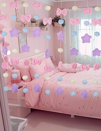 NiHome Kawaii Doorway Curtain Fluffy Plush Garland Cutecore Room Decor