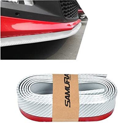 JNNJ Universal Frontstoßstange Spoiler, 2.5M Auto Frontstoßstange Splitter Lip Spoiler Selbstklebende Frontspoilerlippe, Frontstoßstange Spoiler Gummi Aufkleber(Weiß)