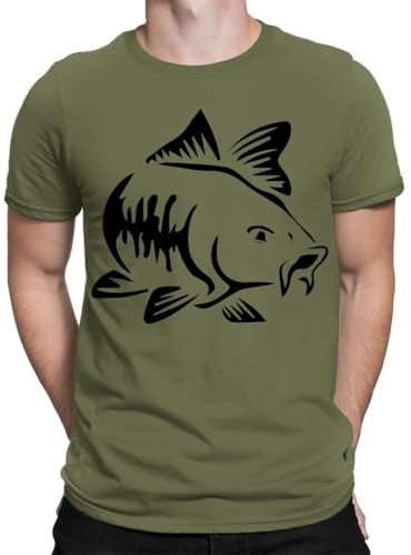 Carp Fishing Fisherman Angling Fish Hunter Fathers Day Mens T-Shirts Top #TA-38 Military Green S