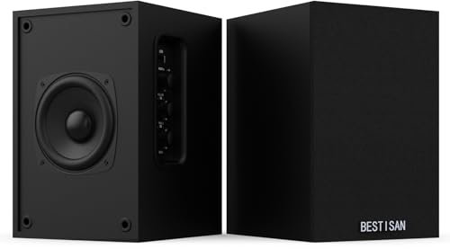 BESTISAN Altoparlanti attivi da scaffale con driver da 3,5 per giradischi, TV, PC e streaming musicale wireless con Bluetooth e RCA (SR16)