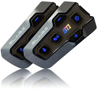 Logto Blaise GT1 Motorcycle Helmet Bluetooth Headset Intercom 2 Riders Music Share Helmet Communication System IPX6 Waterproof (Dual Pack-Black)
