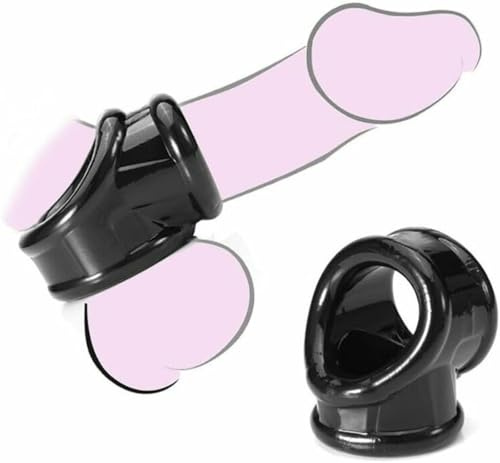 Silicone Cock Penis Rings for Erec-Tion Enhancing,Long Lasting Stronger Adult Sex Toys for Men or Couple,Cock Ring & Ball Stretcher Double scrotal Black