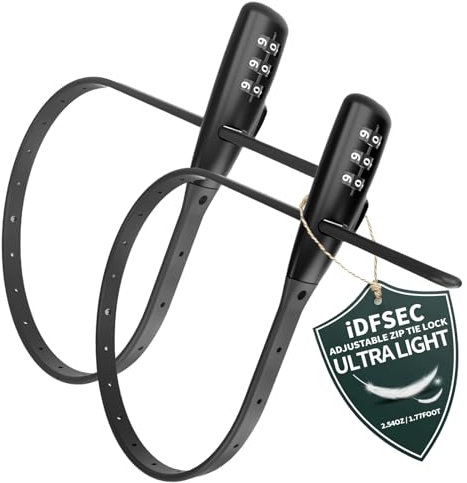 iDFSEC Zip Tie Bike Lock, Adjustable Cable Lock with Stainless Steel Core - Multi-Purpose Cable Lock for Securing Bike Rack, Helmets, Skis, Snowboards, Gates (2/Pack, Black)