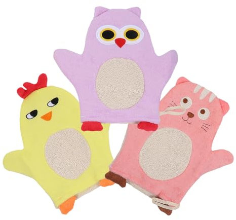 Sosoport Kinder Badehandschuh Mit Tiermotiv Weicher Badeschrubber Aus Langlebigem Material Sanfte Textur Für Zarte Babyhaut 3 Stück Badetuch Für Pflege Und Babyparty