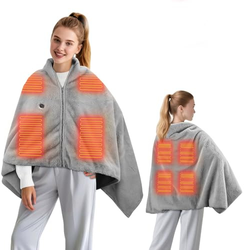 Coperta Riscaldante Elettrica 147x82 cm, Coperta Riscaldante per Schiena Collo Spalle Cosce, 3 Livelli Temperatura, Riscaldamento Rapido, Regali Lavabili in Lavatrice per Donne Uomini