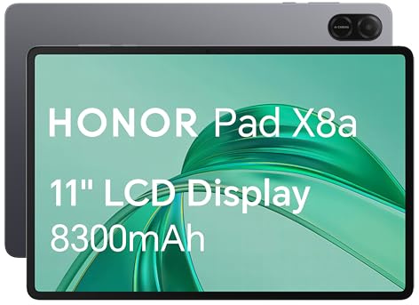 HONOR Pad X8a, 11-Inch Wi-Fi Tablet, 64GB Storage, 8300mAh Battery, Quad-speaker, Slim Metal Design, Android 14, Space Grey-New