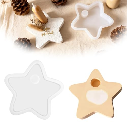Stampo Silicone Stella 3D Portacandela per DIY Resina Gesso Cera | Stampo silicone stella 3D antiaderente per creare portacandele con resina, gesso, cemento e cera per progetti creativi DIY