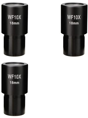 ISTOVO 3piezas 10X Microscopio Ocular Gran Angular Lentes Ópticas Adaptador Campo 18 mm Lente Ocular Profesional Estándar