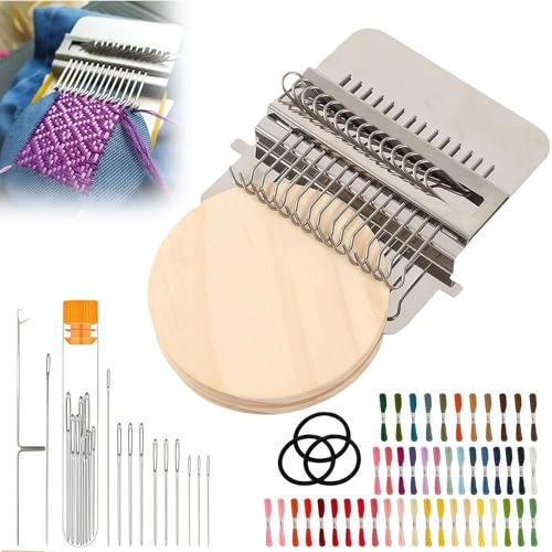 Bafutayawa Mini Knit Loom, Telaio per rammendo in Legno, Telaio Mini Maglieria per Abiti e Calzini, Set Riparazione Fai-da-Te