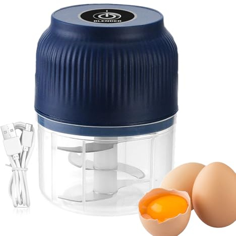 Procesador de alimentos – Picador de verduras de 4.72 pulgadas, mini cortador de verduras de resistente, licuadora de huevos recargable por USB de metal, picadora de carne, picadora de