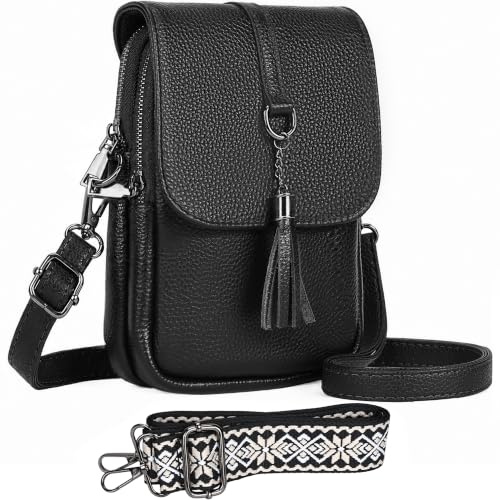 ONETOALL Genuine Leather Crossbody Bags for Women Anti-Theft with 2 Straps | RFID Blocking, Secure Zipper Buckle & Magnetic Closure, Multiple Pockets, Fits 7-inch Phones, For Mother Wife Friends