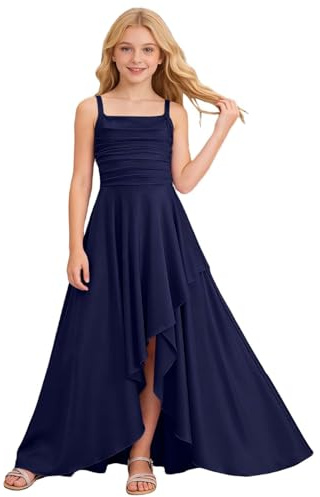 Générique Robe De Cérémonie Fille Bretelles Cintrée Taille Irrégulière Ourlet Superposé Volants 6-14 Ans Fête Rassemblement Costume Dress Ado Robes 11 Ans