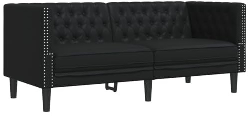 ULUYYUC Divano Chesterfield a 2 posti, in ecopelle, classico, con bottoni, per soggiorno e ufficio, struttura in legno stabile, 174 x 74,5 x 70,5 cm