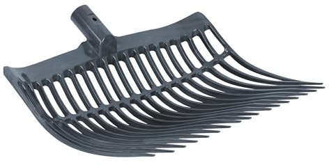 horizont Schwedengabel grau aus stabilem Kunststoff, 40 cm breit, 18 Zinken, Heugabel für Pferd, Hof und Stall, Dunggabel ohne Stiel, Mistgabel, Bollengabel
