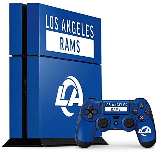 Skinit Decal Gaming Skin Compatible with PS4 Console and Controller Bundle - Officially Licensed NFL Los Angeles Rams Blue Performance Series Design