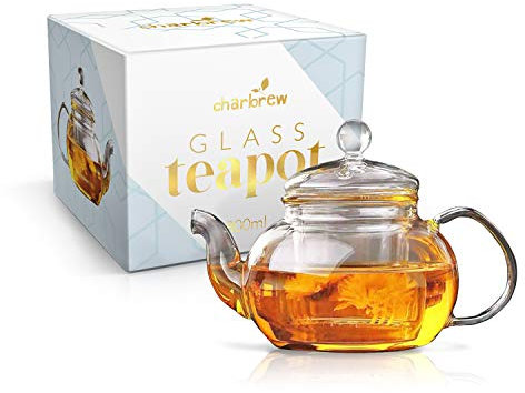 Charbrew Glass Teapot Borosilicate Glass Teapot Tea Strainer for Loose Leaf Tea (800ml)