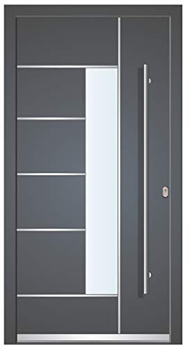 Welthaus WH75 - Porta di casa standard in alluminio con plastica LA40, porta Dortmund, 1100 x 2100 mm, DIN destra, colore esterno antracite 7016, interno bianco, manico esterno BGR1400, maniglia