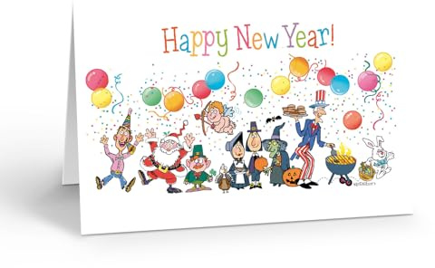 Stonehouse Collection Happy New Year Cards - 12 Funny Boxed New Year's Cards with Envelopes - USA Made (Standard)