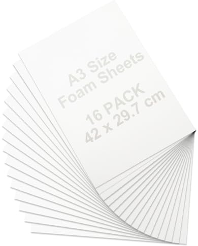 STARVAST Lot de 16 Carton Mousse A3, Carton Plume Mousse Blanc, Plaque Polystyrene 5mm pour Art, Photos Panneaux de Mariage, Panneau D’affichage (297 × 420 mm)