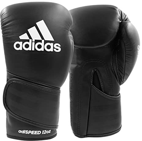 adidas AdiSpeed Boxhandschuhe für Erwachsene, Herren, Damen, 340,2 g, 397,9 g, 453,6 g, 510,3 g (schwarz/weiß, 340,2 g)